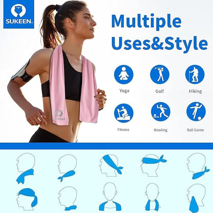 Sukeen Cooling Towels (40"x12"), Cooling Towels for Neck and Face, Soft Breathable Chilly Sweat Towel, Cooling Towel for Gym, Sport, Running, Camping, Fitness, Workout & More Activities