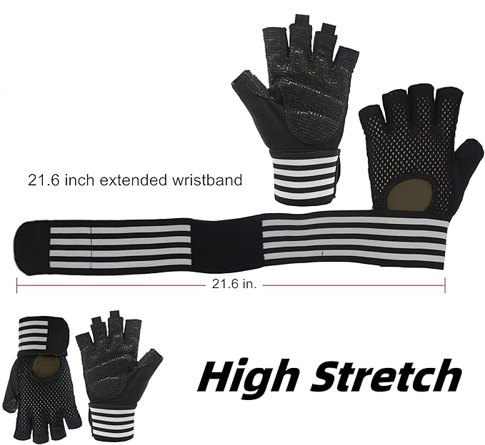 Weightlifting Gloves Padded Workout Gloves with Wrist Wrap Support Gym Gloves for Men Women Gym Exercise Fitness Training Lifting Dumbbell
