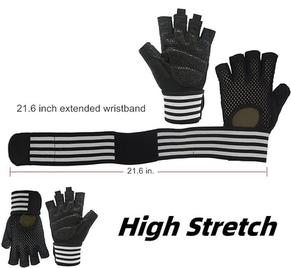 Weightlifting Gloves Padded Workout Gloves with Wrist Wrap Support Gym Gloves for Men Women Gym Exercise Fitness Training Lifting Dumbbell