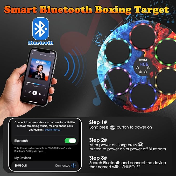 Music Boxing Machine with Gloves - Wall Mounted Punching Trainer for Adults & Kids, 9-Speed Punch Game, Wall Boxing Punching pad, 2025 Upgrade Gifts for Boys Age 6+