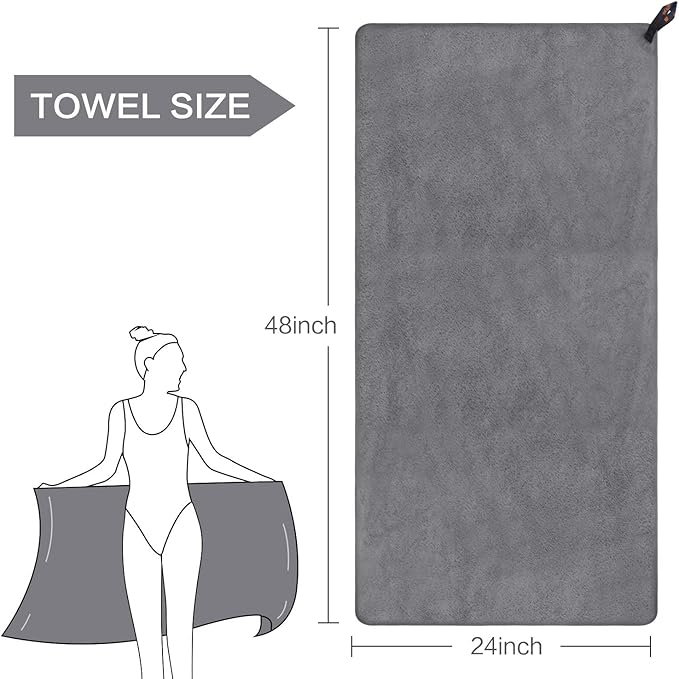 SUNLAND Microfiber Gym Bath Towel Ultra Soft Travel Camping Towel Super Absorbent Swimming Sport Towels with Carry Bag for Adults and Children