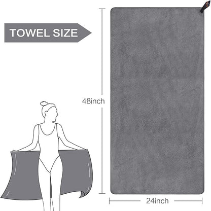 SUNLAND Microfiber Gym Bath Towel Ultra Soft Travel Camping Towel Super Absorbent Swimming Sport Towels with Carry Bag for Adults and Children