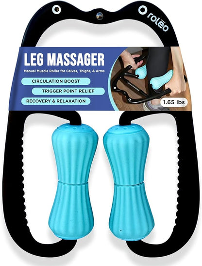 Roleo Leg Massager - Muscle Roller, Calf Massager, Thigh Massager, Muscle Pain, Trigger Point, IT Band Roller, Massage Tool, Cellulite Massager, Carpal Tunnel Massager