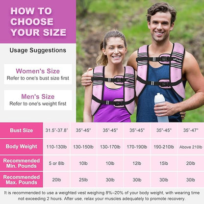 Weighted Vest Woman 5lb/8lb/10lb/12lb/15lb/20lb/25lb/30lb Weight Vest for Women Men, Rucking Vests with Reflective Stripe for Running Workout Walking Strength Training Weight Loss Fitness Weightlifting