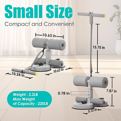 Sit Up Bar Foot Holder,Portable Sit Up Floor Holder, Sit Up Exercise Equipment,3 Level Adjustable, with 2 Strong Suction Cup and Elastic Pull Rope，for Abs Workout Aids,Feet and Leg Strength Training, Home or Office Use