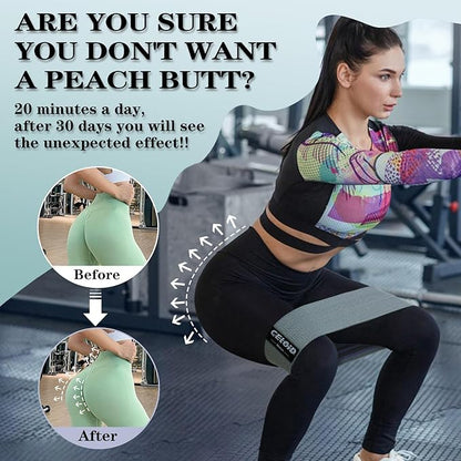 Resistance Bands Set, Exercise Bands with Non-Slip Design for Hips & Glutes, 3 Levels Workout Bands for Women and Men, Booty Bands for Home Fitness, Yoga, Pilates