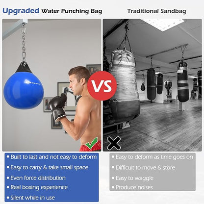 Goplus Water Aqua Bag, 21'' 180 Pound /18” 110 Pound Heavy Punching Bag with Adjustable Metal Chain, Water Injection Hose, Boxing Training Bag for Adults Fitness, MMA