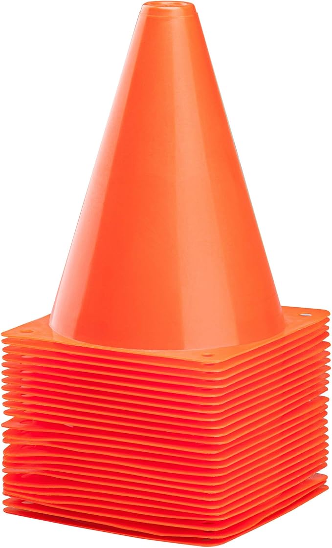 CARTMAN Plastic Training Cones (Set of 12/24 Pack 9" or 12/24 Pack 7" or 12/24 Pack Disc Cone) Agility Soccer Cones, Indoor Outdoor and Festive Events Field Marker Agility Cones