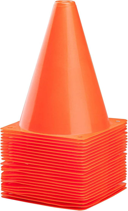 CARTMAN Plastic Training Cones (Set of 12/24 Pack 9" or 12/24 Pack 7" or 12/24 Pack Disc Cone) Agility Soccer Cones, Indoor Outdoor and Festive Events Field Marker Agility Cones