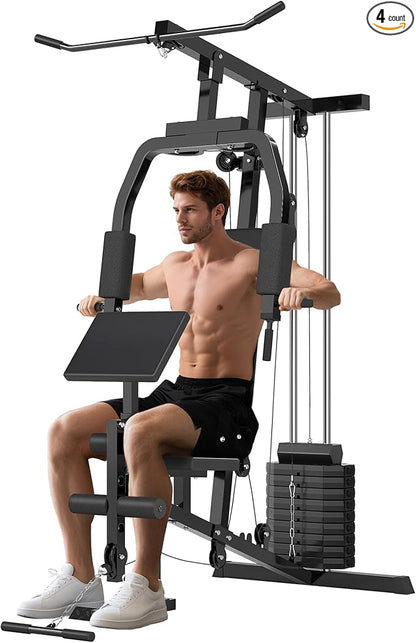 Soozier Multifunction Home Gym System, Workout Station with 99Lbs Weight Stack, for Full Body Exercise