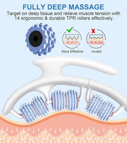 KESHWELL Cellulite Massage Roller,Lymphatic Drainage Massager,Muscle Massage Roller,Cellulite Remover for Leg Massager,Manual Massage Stick with Detachable Rollers for Leg,Neck,Back, Arm,Thigh.Blue