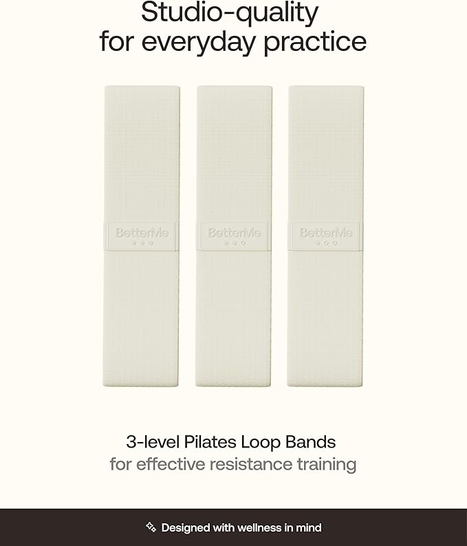 BetterMe Pilates Loop Bands – Resistance Bands Set for Women – Elastic Workout Bands for Glutes, Legs & Core – Home Fitness & Exercise Bands