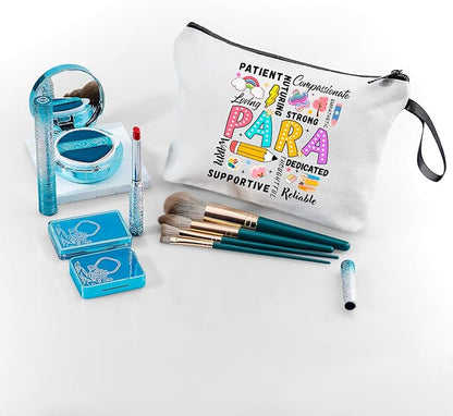 Paraprofessional Para Graduation Appreciation Thank You Funny Birthday Farewell Gifts Small Makeup Cosmetic Bag for Women Female Coworker Friend Assistant Paraeducator from Teacher