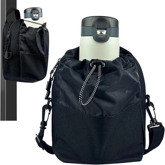 Magnetic Gym Bag with Water Bottle Holder | Magnetic Gym Water Bottle Bag 64oz Capacity | 4 Built-in Magnets & Adjustable Shoulder Strap for Sports Fitness Travel