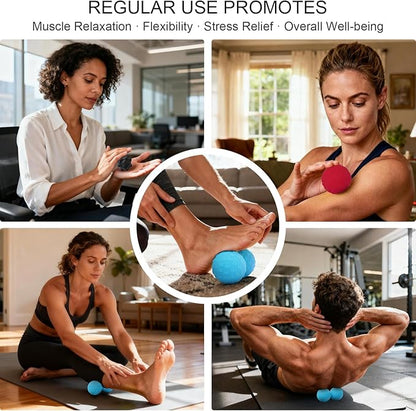 HODEMI Massage Ball Set, 3 Pack Spiky Ball, Lacrosse Ball & Peanut Massage Roller for Trigger Point Therapy, Deep Tissue Muscle Relaxation for Back, Neck, Hip, Leg & Foot with Mesh Bag