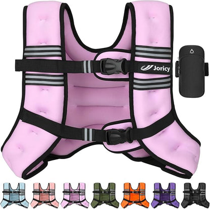 Weighted Vest Woman 5lb/8lb/10lb/12lb/15lb/20lb/25lb/30lb Weight Vest for Women Men, Rucking Vests with Reflective Stripe for Running Workout Walking Strength Training Weight Loss Fitness Weightlifting
