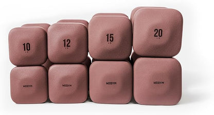 WeGym SafeGrip Square Dumbbells with Anti Slip Handles, Aesthetic Free Weights for Home Workouts, Stable Design Prevents Rolling during Floor Exercises - Set