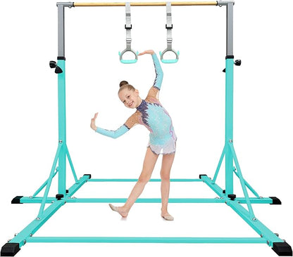 86 York Gymnastics Bar for Kids Ages 3-20, 5FT Base Length, 42" to 63" Adjustable Height, Horizontal Bar, Kip Bar for Gymnast, Gymnastic Training Equipment for Home, Gym Center