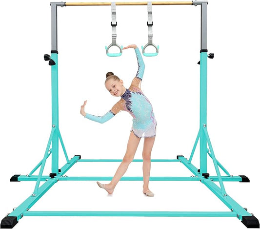86 York Gymnastics Bar for Kids Ages 3-20, 5FT Base Length, 42" to 63" Adjustable Height, Horizontal Bar, Kip Bar for Gymnast, Gymnastic Training Equipment for Home, Gym Center