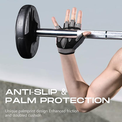 LIFECT Essential Breathable Workout Gloves, Weight Lifting Fingerless Gym Exercise Gloves with Curved Open Back, for Powerlifting, Women and Men
