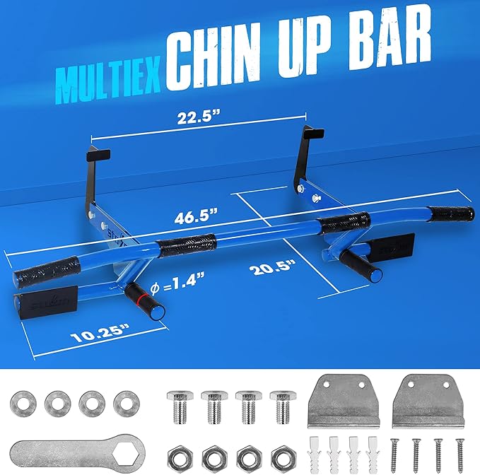 STOZM MultiEx Chin Up Bar – Doorway Chin Up Bar with Multiple Color Options, Push Up Capability, TPE-Protected Grip Positions, Smart Locking Mechanism and 450lbs Weight Capacity