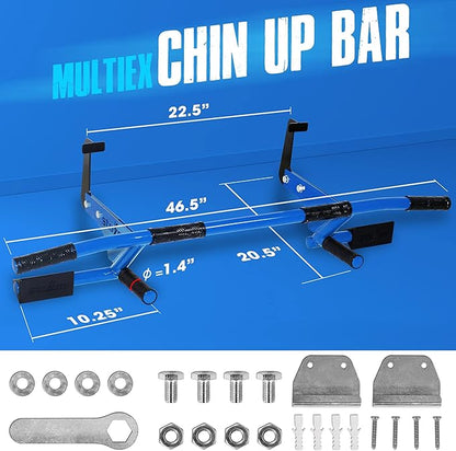STOZM MultiEx Chin Up Bar – Doorway Chin Up Bar with Multiple Color Options, Push Up Capability, TPE-Protected Grip Positions, Smart Locking Mechanism and 450lbs Weight Capacity