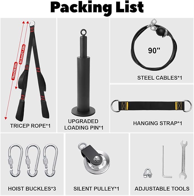 Fitness LAT and Lift Pulley System, Upgraded Weight Cable Pulley LAT Pull Down Machine Attachments Home Gym Training Equipment for Biceps Curl Triceps Forearm