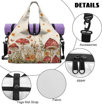 Gym Bag with Yoga Mat Holder Large Tote Bag With Multi Pockets for Women Men Dry Wet Separated Pocket Carryall Yoga Tote Bag for Pilates Travel Workout Office