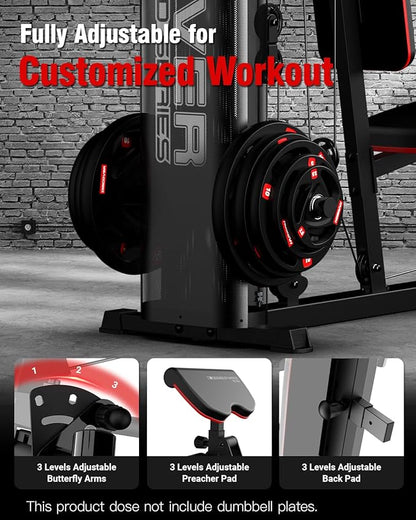 HARISON Home Gym - Full Body Workout Equipment, Exercise Equipment, Fitness Equipment, Multifunctional Home Gym Equipment for Home with Pulley System, Weight Bench, Leg Extension, Rowing Machine
