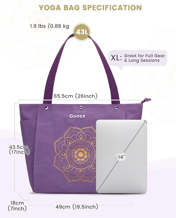Gonex Yoga Mat Bag, Yoga Gym Bag Tote Bag with Multi Pockets For Women Men, Canvas Yoga Mat Carrier Take in Out Mat Easily For Pilates Travel Workout Office