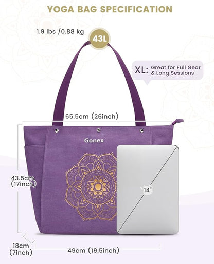 Gonex Yoga Mat Bag, Yoga Gym Bag Tote Bag with Multi Pockets For Women Men, Canvas Yoga Mat Carrier Take in Out Mat Easily For Pilates Travel Workout Office