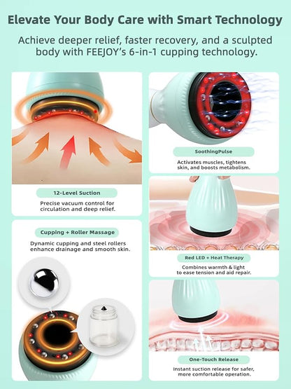 Electric Cupping Kit for Massage Therapy with Heat – Cellulite Massage Tool, Lymphatic Drainage Massager, Pain Relief for Back, Neck & Shoulders – Moving & Static Cupping Set for Body Sculpting