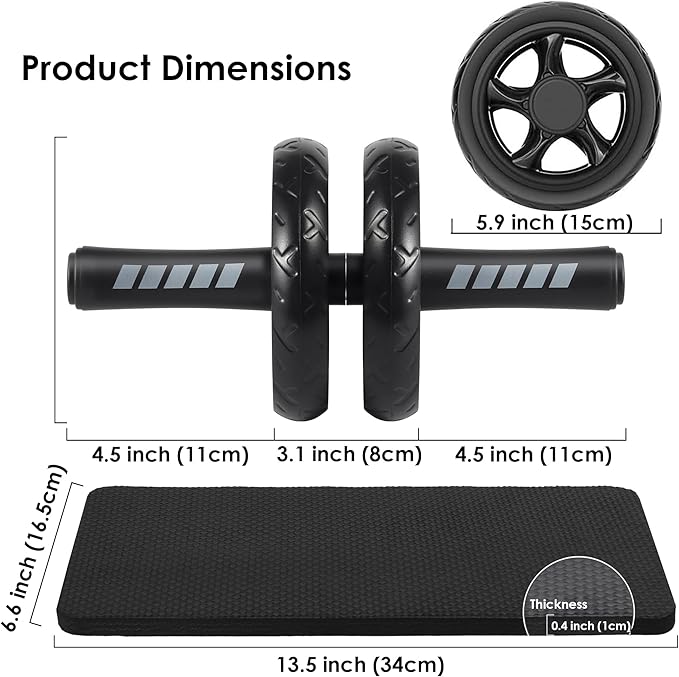 Arespark Ab Roller Wheel, Home Gym Equipment for Core Workout, No Noise Exercise Wheels with Knee Pad, Fitness Training Wheel Abs Workout Equipment for Sports