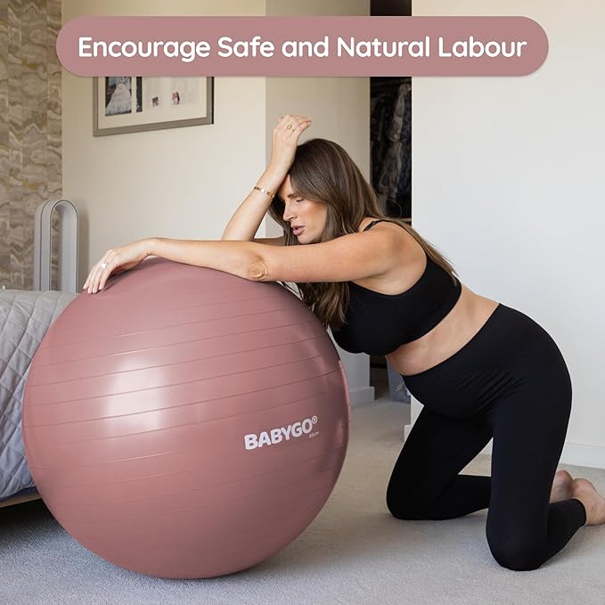 BABYGO Birthing Ball - Pregnancy Yoga Labor & Exercise Ball & Book Set Trimester Targeting, Maternity Physio, Birth & Recovery Plan Included Anti Burst Eco Friendly
