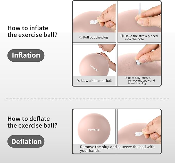 FITMIND_Pilates Ball 10 Inch Anti-Burst Slip Resistant Mini Yoga Ball for Fitness, Core Training, Physical Therapy, Balance, Stability, Stretching 200kg 440lbs Capacity