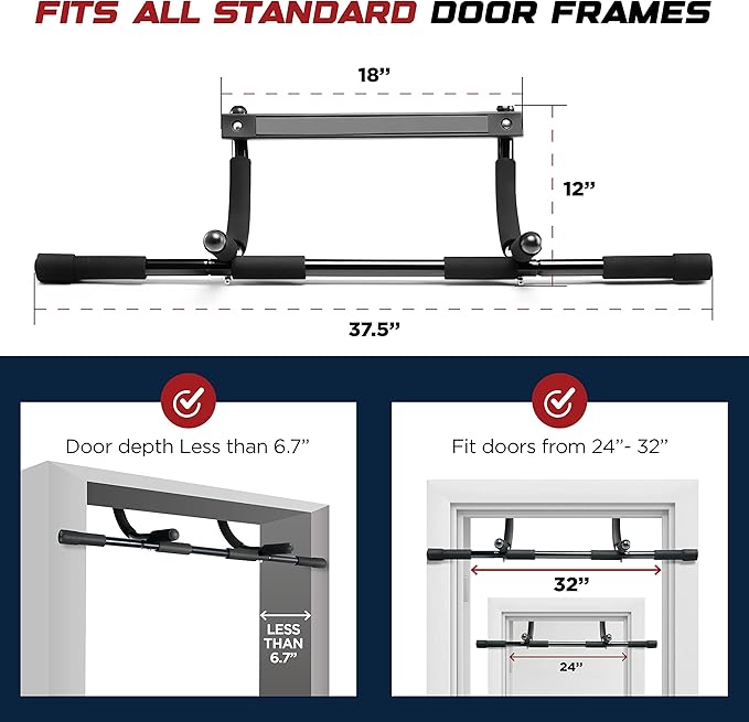 Sagler Pull up bar Doorway Heavy Duty Chin up bar Trainer for Home Gym Doorway Pull up bar or dip bar