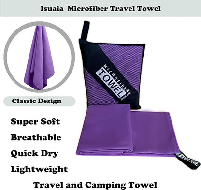 Reusable Quick Dry Beach Towels,Microfiber Travel Towel,Compressed Lightweight Bath Towel for Beach Hiking Gym Yoga Travel Sports Swimming Camping(Violet Purple, 43"*69")