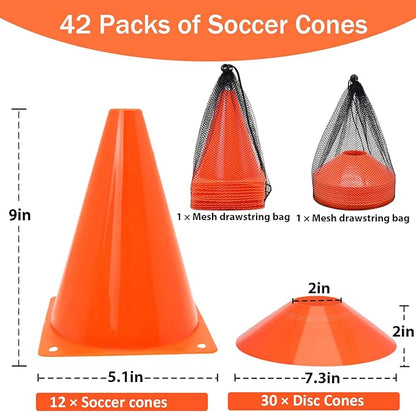 Soccer Cones Set, 84/42Pcs 7"/9" Cones Sports + Disc Cones, Cones for Sports with Carry Bag, Training Cones, Soccer Cones for Training, Plastic Soccer Cones for Drills