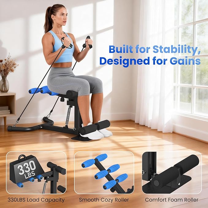 RELIFE REBUILD YOUR LIFE Deep Squat Machine, Adjustable Height Glute Trainer for Women, Core & Leg Workout Equipment for Home Gym, Butt & Thigh Toner