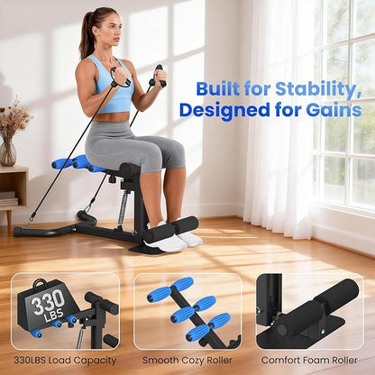 RELIFE REBUILD YOUR LIFE Deep Squat Machine, Adjustable Height Glute Trainer for Women, Core & Leg Workout Equipment for Home Gym, Butt & Thigh Toner
