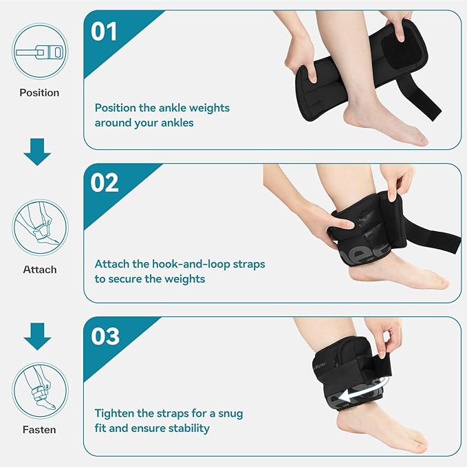 Sportneer Ankle Weights for Men Women Strength Training, 4/10 lbs Pair Leg Weights Set Comfortable and Soft Perfect for Dancing Running Walking Fitness Workout
