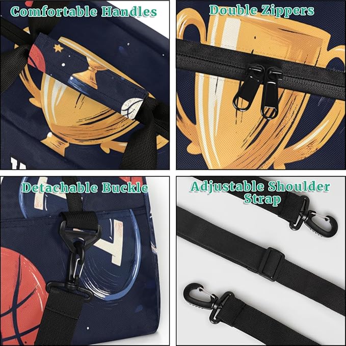Personalized Basketball Sport Duffel Bags for Kids Boys with Custom Name Gym Training Travel Bags for Overnight Weekender