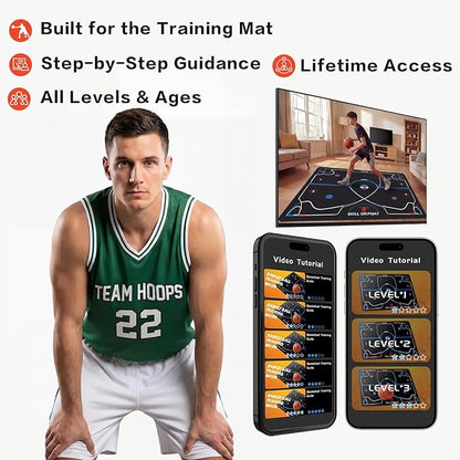 Portable Basketball Footwork Training Mat, Agility Footstep Training Mat, Basketball Pads for Training All Levels, Non-Slip Silent Equipment for All Ages to Improve Speed, Strength and Coordination