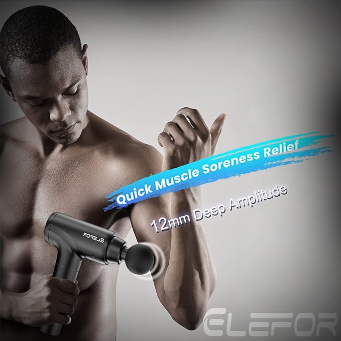 Elefor Massage Gun Deep Tissue,Percussion Back Massager Gun for Athletes Muscle Massage Gun for Pain Relief with 8 Massage Heads & 20 Speeds (Matte Black)