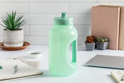 Ello Hydra 64oz Half Gallon Water Jug with Handle and Motivational Time Markers for All Day Hydration, Plastic Reusable Water Bottle with Straw and Locking, Leak Proof Lid, BPA Free