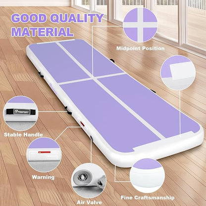 FBSPORT Inflatable Air Gymnastics Mat Training Mats 4/8 inches Thickness Gymnastics Tracks for Home Use/Training/Cheerleading/Yoga/Water with Pump