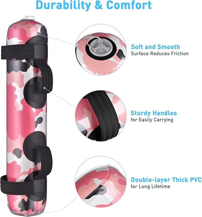 AW Foldable Adjustable Aqua Bag Exercise Water Weight Portable Strength Training Home Gym Workout Cardio Sport Fitness,Camouflage Gray,Pink,Gray