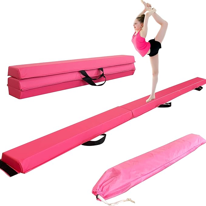 MARFULA 6 FT / 8 FT / 9 FT / 10 FT Folding Gymnastic Balance Beam for Kids with Carry Bag for Home and Club Use