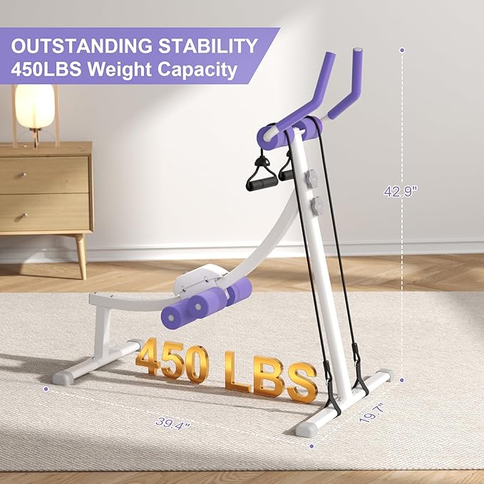 Home Gym Systems Ab Machine, Ab Workout Equipment, Adjustable Ab Trainer Machine for Abs Workout at Home Gym, Foldable, Knee Protection, Abdominal Trainer for Stomach