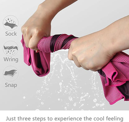 4 Packs Cooling Towel (40"x 12"), Ice Towel, Microfiber, Soft Breathable Chilly Towel Stay Cool for Yoga, Sport, Gym, Workout, Camping, Fitness, Running, Workout & More Activities (Multicolor)